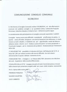 La lettera spedita dai "dissidenti"