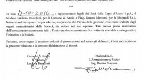 L'atto firmato dal sindaco e da Marconi